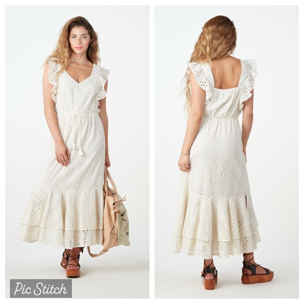 Cleobella Karina eyelet tiered ruffle romantic maxi dress